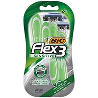 Bic Flex 3 Sensitive Disposable Razors, Pack of 6