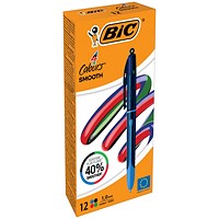 Bic 4 Colours Pro Ballpoint Pen, Black Barrel, Medium, Pack of 12