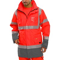 Beeswift Two Tone Breathable Traffic Jacket, Red & Grey, 2XL