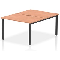 Impulse Evolve Plus 2 Person Bench Desk, Back to Back, 2 x 1200mm (800mm Deep), Black Frame, Beech