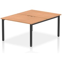 Impulse Evolve Plus 2 Person Bench Desk, Back to Back, 2 x 1200mm (800mm Deep), Black Frame, Oak