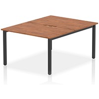 Impulse Evolve Plus 2 Person Bench Desk, Back to Back, 2 x 1200mm (800mm Deep), Black Frame, Walnut