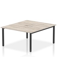 Impulse Evolve Plus 2 Person Bench Desk, Back to Back, 2 x 1400mm (800mm Deep), Black Frame, Grey Oak