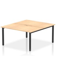 Impulse Evolve Plus 2 Person Bench Desk, Back to Back, 2 x 1400mm (800mm Deep), Black Frame, Maple