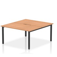 Impulse Evolve Plus 2 Person Bench Desk, Back to Back, 2 x 1400mm (800mm Deep), Black Frame, Oak