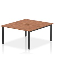 Impulse Evolve Plus 2 Person Bench Desk, Back to Back, 2 x 1400mm (800mm Deep), Black Frame, Walnut