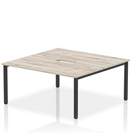 Impulse Evolve Plus 2 Person Bench Desk, Back to Back, 2 x 1600mm (800mm Deep), Black Frame, Grey Oak