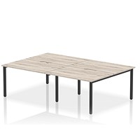 Impulse Evolve Plus 4 Person Bench Desk, Back to Back, 4 x 1200mm (800mm Deep), Black Frame, Grey Oak