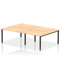 Impulse Evolve Plus 4 Person Bench Desk, Back to Back, 4 x 1200mm (800mm Deep), Black Frame, Maple