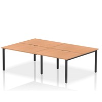 Impulse Evolve Plus 4 Person Bench Desk, Back to Back, 4 x 1200mm (800mm Deep), Black Frame, Oak