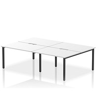 Impulse Evolve Plus 4 Person Bench Desk, Back to Back, 4 x 1200mm (800mm Deep), Black Frame, White