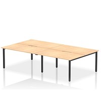 Impulse Evolve Plus 4 Person Bench Desk, Back to Back, 4 x 1400mm (800mm Deep), Black Frame, Maple