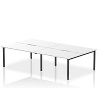 Impulse Evolve Plus 4 Person Bench Desk, Back to Back, 4 x 1400mm (800mm Deep), Black Frame, White