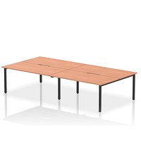 Impulse Evolve Plus 4 Person Bench Desk, Back to Back, 4 x 1600mm (800mm Deep), Black Frame, Beech