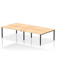 Impulse Evolve Plus 4 Person Bench Desk, Back to Back, 4 x 1600mm (800mm Deep), Black Frame, Maple