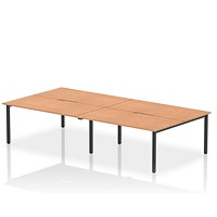 Impulse Evolve Plus 4 Person Bench Desk, Back to Back, 4 x 1600mm (800mm Deep), Black Frame, Oak