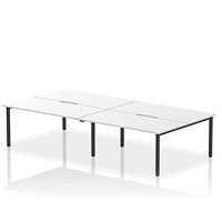 Impulse Evolve Plus 4 Person Bench Desk, Back to Back, 4 x 1600mm (800mm Deep), Black Frame, White