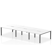 Impulse Evolve Plus 6 Person Bench Desk, Back to Back, 6 x 1400mm (800mm Deep), Black Frame, White