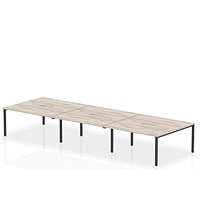 Impulse Evolve Plus 6 Person Bench Desk, Back to Back, 6 x 1600mm (800mm Deep), Black Frame, Grey Oak