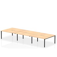 Impulse Evolve Plus 6 Person Bench Desk, Back to Back, 6 x 1600mm (800mm Deep), Black Frame, Maple