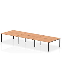 Impulse Evolve Plus 6 Person Bench Desk, Back to Back, 6 x 1600mm (800mm Deep), Black Frame, Oak