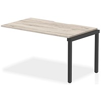 Impulse Evolve Plus 1 Person Bench Desk Extension, 1400mm (800mm Deep), Black Frame, Grey Oak