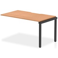 Impulse Evolve Plus 1 Person Bench Desk Extension, 1400mm (800mm Deep), Black Frame, Oak