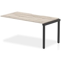 Impulse Evolve Plus 1 Person Bench Desk Extension, 1600mm (800mm Deep), Black Frame, Grey Oak