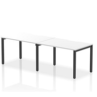 Impulse Evolve Plus 2 Person Bench Desk, Side by Side, 2 x 1200mm (800mm Deep), Black Frame, White