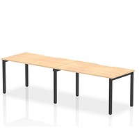 Impulse Evolve Plus 2 Person Bench Desk, Side by Side, 2 x 1400mm (800mm Deep), Black Frame, Maple