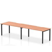 Impulse Evolve Plus 2 Person Bench Desk, Side by Side, 2 x 1600mm (800mm Deep), Black Frame, Beech