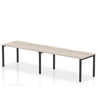 Impulse Evolve Plus 2 Person Bench Desk, Side by Side, 2 x 1600mm (800mm Deep), Black Frame, Grey Oak