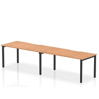 Impulse Evolve Plus 2 Person Bench Desk, Side by Side, 2 x 1600mm (800mm Deep), Black Frame, Oak