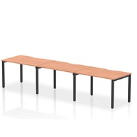 Impulse Evolve Plus 3 Person Bench Desk, Side by Side, 3 x 1200mm (800mm Deep), Black Frame, Beech