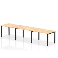 Impulse Evolve Plus 3 Person Bench Desk, Side by Side, 3 x 1200mm (800mm Deep), Black Frame, Maple