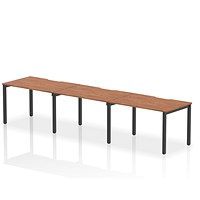 Impulse Evolve Plus 3 Person Bench Desk, Side by Side, 3 x 1200mm (800mm Deep), Black Frame, Walnut