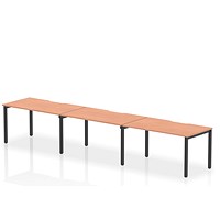 Impulse Evolve Plus 3 Person Bench Desk, Side by Side, 3 x 1400mm (800mm Deep), Black Frame, Beech