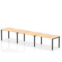 Impulse Evolve Plus 3 Person Bench Desk, Side by Side, 3 x 1400mm (800mm Deep), Black Frame, Maple