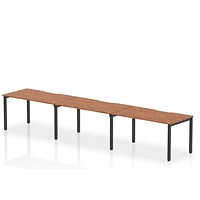 Impulse Evolve Plus 3 Person Bench Desk, Side by Side, 3 x 1400mm (800mm Deep), Black Frame, Walnut