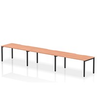 Impulse Evolve Plus 3 Person Bench Desk, Side by Side, 3 x 1600mm (800mm Deep), Black Frame, Beech