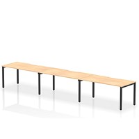 Impulse Evolve Plus 3 Person Bench Desk, Side by Side, 3 x 1600mm (800mm Deep), Black Frame, Maple