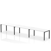 Impulse Evolve Plus 3 Person Bench Desk, Side by Side, 3 x 1600mm (800mm Deep), Black Frame, White