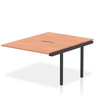 Impulse Evolve Plus 2 Person Bench Desk Extension, Back to Back, 2 x 1200mm (800mm Deep), Black Frame, Beech