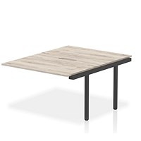 Impulse Evolve Plus 2 Person Bench Desk Extension, Back to Back, 2 x 1200mm (800mm Deep), Black Frame, Grey Oak