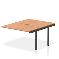 Impulse Evolve Plus 2 Person Bench Desk Extension, Back to Back, 2 x 1200mm (800mm Deep), Black Frame, Oak