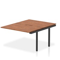 Impulse Evolve Plus 2 Person Bench Desk Extension, Back to Back, 2 x 1200mm (800mm Deep), Black Frame, Walnut