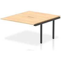 Impulse Evolve Plus 2 Person Bench Desk Extension, Back to Back, 2 x 1400mm (800mm Deep), Black Frame, Maple