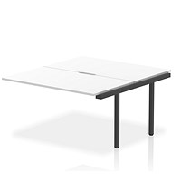 Impulse Evolve Plus 2 Person Bench Desk Extension, Back to Back, 2 x 1400mm (800mm Deep), Black Frame, White