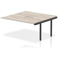 Impulse Evolve Plus 2 Person Bench Desk Extension, Back to Back, 2 x 1600mm (800mm Deep), Black Frame, Grey Oak