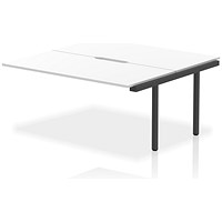 Impulse Evolve Plus 2 Person Bench Desk Extension, Back to Back, 2 x 1600mm (800mm Deep), Black Frame, White